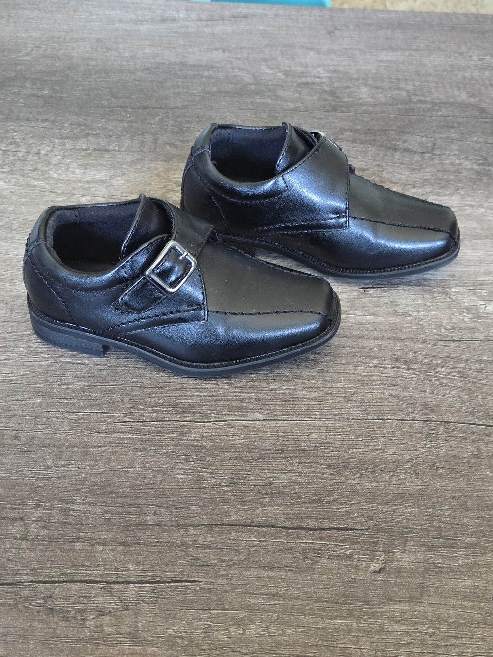 PERRY ELLIS PORTFOLIO "Marlon" Boy’s Kid’s Size 7 Black Dress Shoes Self Fasten